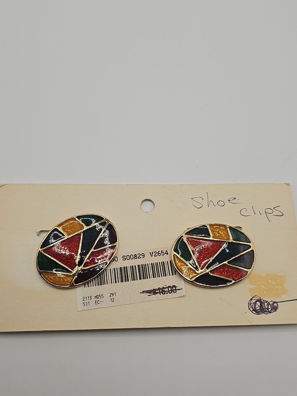 Multi-Color Geometric Enamel Shoe Clips - Women Jewelry